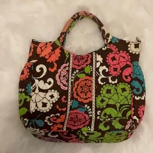 Vera Bradley Brown and Pink Quilted Tote Bag